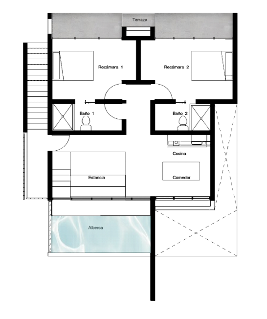 Planta arquitectónica alta